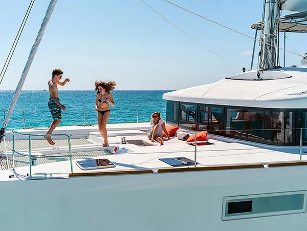 Bamboozled, a 56ft Lagoon catamaran, at anchor in Grand Cayman